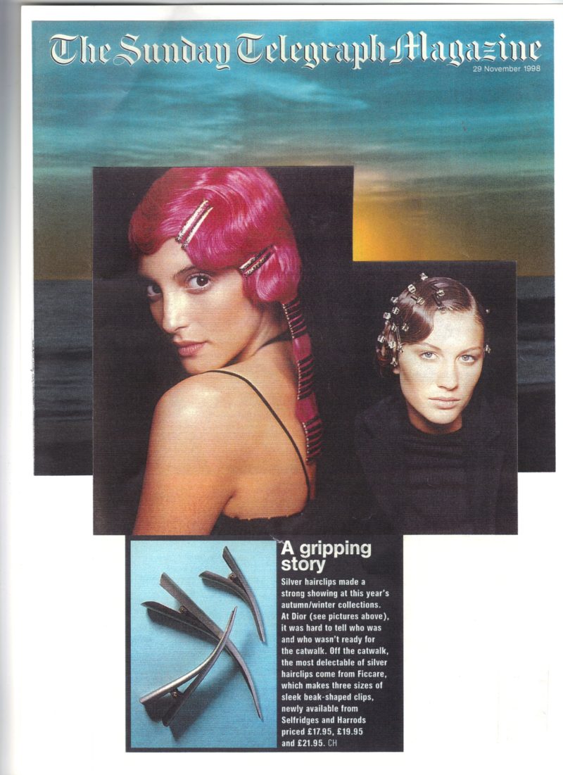 Accessories designer and Angela Leslie client, Ficcare in The Sunday Telegraph Magazine