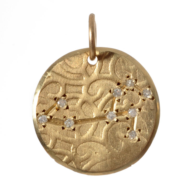 Leo gold charm by Page Sargisson an Angela Leslie represented jewelry designer